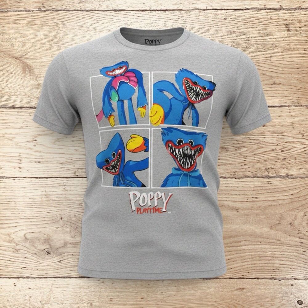 Poppy Playtime Huggy Wuggy Graphic T-Shirt Youth Size 10/12 Gray